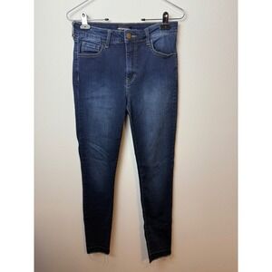 Prosperity Denim Womens High Rise Skinny Jeans Dark Wash Raw Hem Size 28